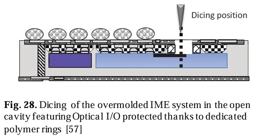在開放式腔體中切割過模IME系統(tǒng)，該腔體通過專用聚合物環(huán)保護光學/O[