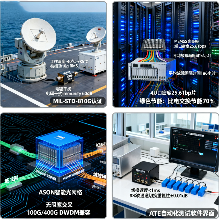 MEMS光開關(guān)光通信網(wǎng)絡(luò)數(shù)據(jù)中心光學(xué)測試航天軍事應(yīng)用