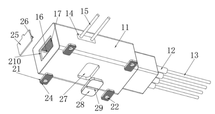  一種帶反向端口的磁光開(kāi)關(guān)的爆炸結(jié)構(gòu)示意圖 - 廣西科毅光通信